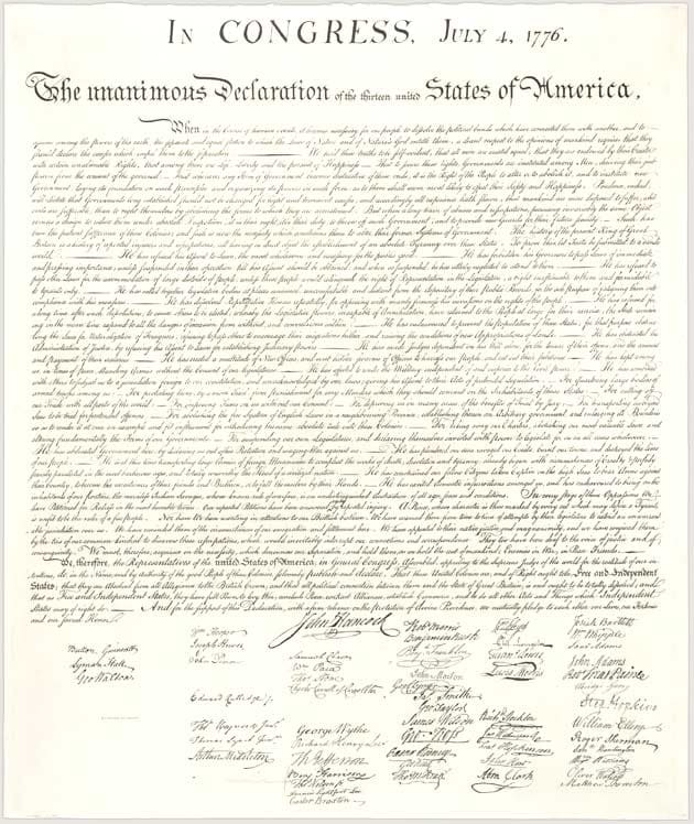 Каменная гравюра Декларации независимости