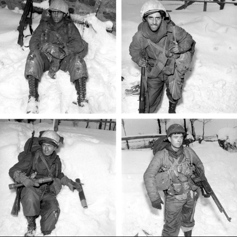 Портреты американских солдат во время битвы за Балдж, декабрь 1944 года.