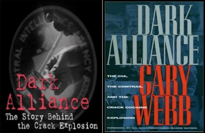 Слева: Обложка, сопровождавшая оригинальную серию Dark Alliance, опубликованную в San José Mercury News.